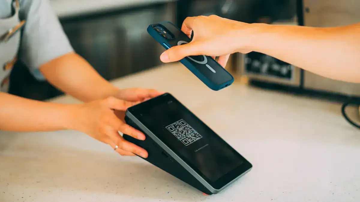 Contactless payment system using mobile and QR code scanner for medical transactions.